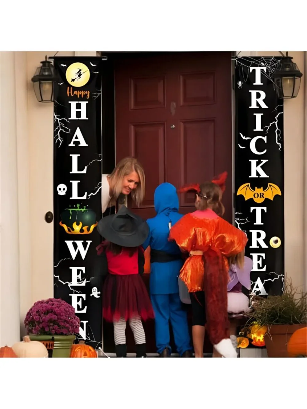 71 x 12 Inch Lighted Happy Halloween Trick-or-Treat Door Banner Decorations